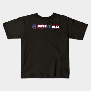 Georgia State Flag/America Flag Logo Kids T-Shirt